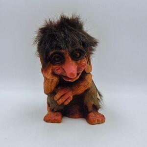 NyForm Troll Man On Rock Thinking #170 Norway Handmade 7 Inch Folk Art Disc